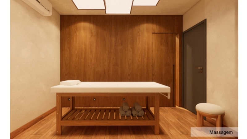Sala de massagem (projeto da unidade) · Feel King Jardins